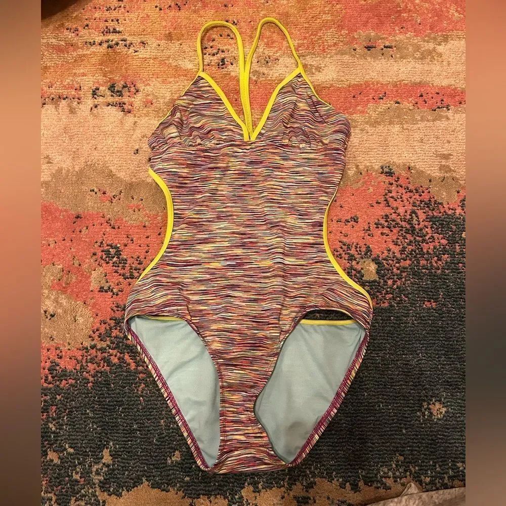 Athleta Multicolor One Piece with Yellow Accents